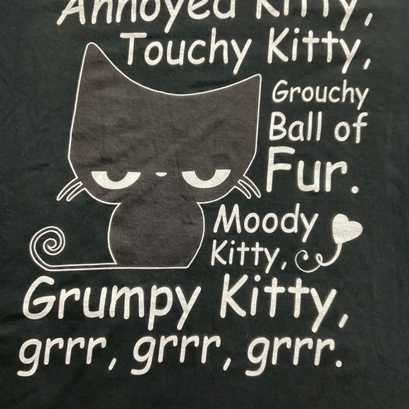 Port & Company “Annoyed Kitty” Graphic T-Shirt  Black Size Large Humorous witty - Picture 6 of 6